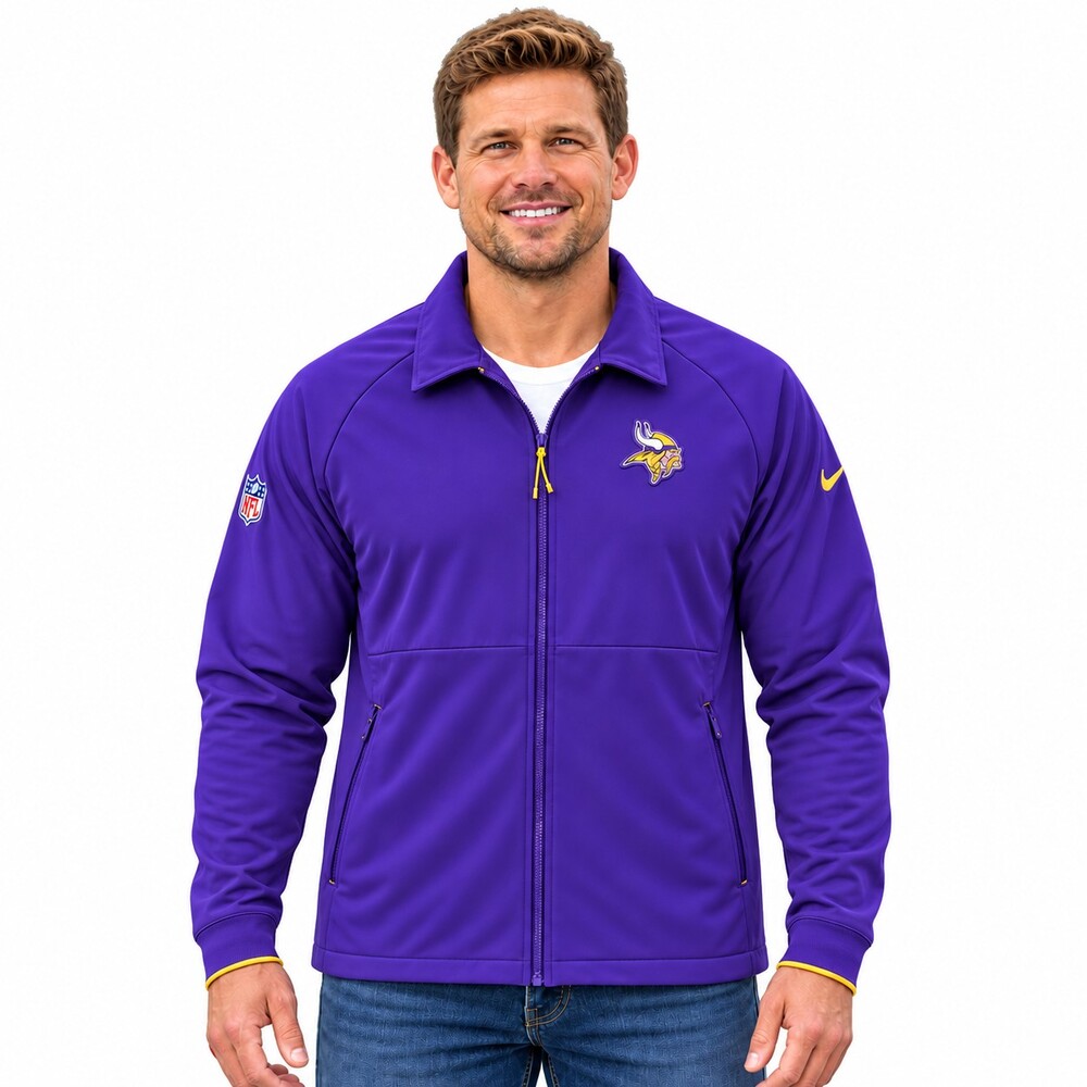 Nike Men's Minnesota Vikings Therma Full Zip On Field Jacket Purple L $150 Value
